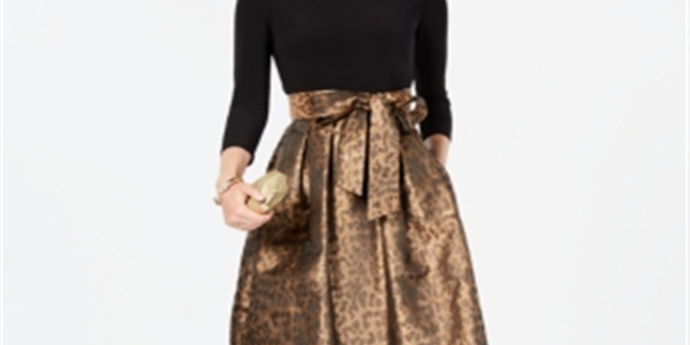 Vestido de festa feminino Jessica Howard Cheetah, preto, tamanho 14, pequeno