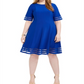 Vestido feminino Jessica Howard Plus Illusion Detail Fit &amp; Flare Azul Tamanho 20W