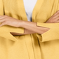 Cardigan feminino JM Collection com mangas divididas e nervuras mistas, amarelo, tamanho pequeno