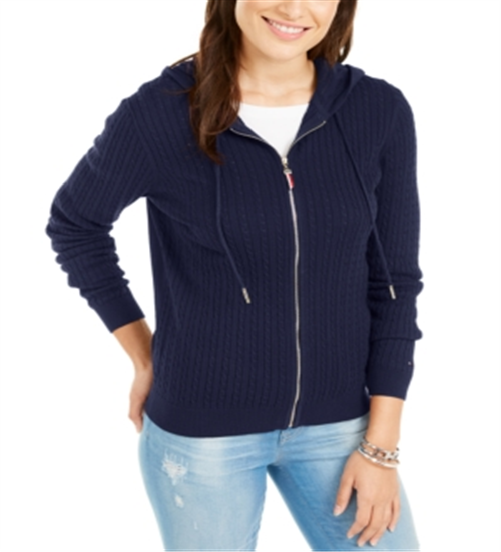 Tommy Hilfiger Moletom Varsity de Algodão com Capuz Feminino Azul Tamanho M