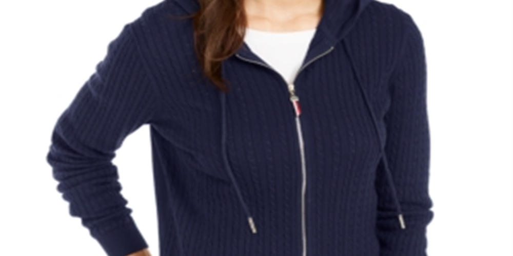 Tommy Hilfiger Moletom Varsity de Algodão com Capuz Feminino Azul Tamanho M