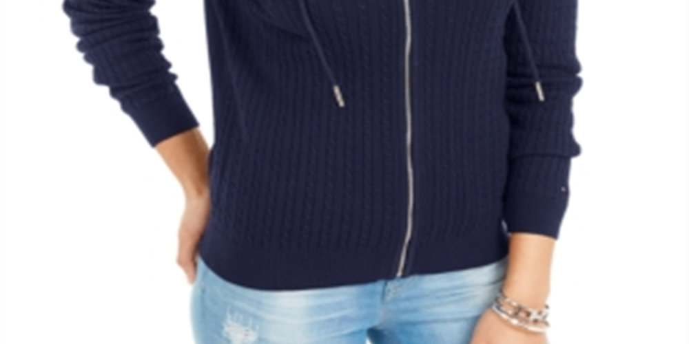 Tommy Hilfiger Moletom Varsity de Algodão com Capuz Feminino Azul Tamanho M