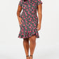 Vestido tubinho com babados Betsey Johnson feminino, tamanho 18W, rosa