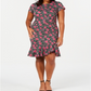 Vestido tubinho com babados Betsey Johnson feminino, tamanho 18W, rosa