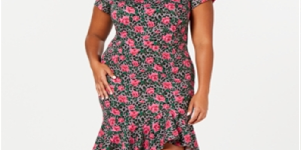 Vestido tubinho com babados Betsey Johnson feminino, tamanho 18W, rosa