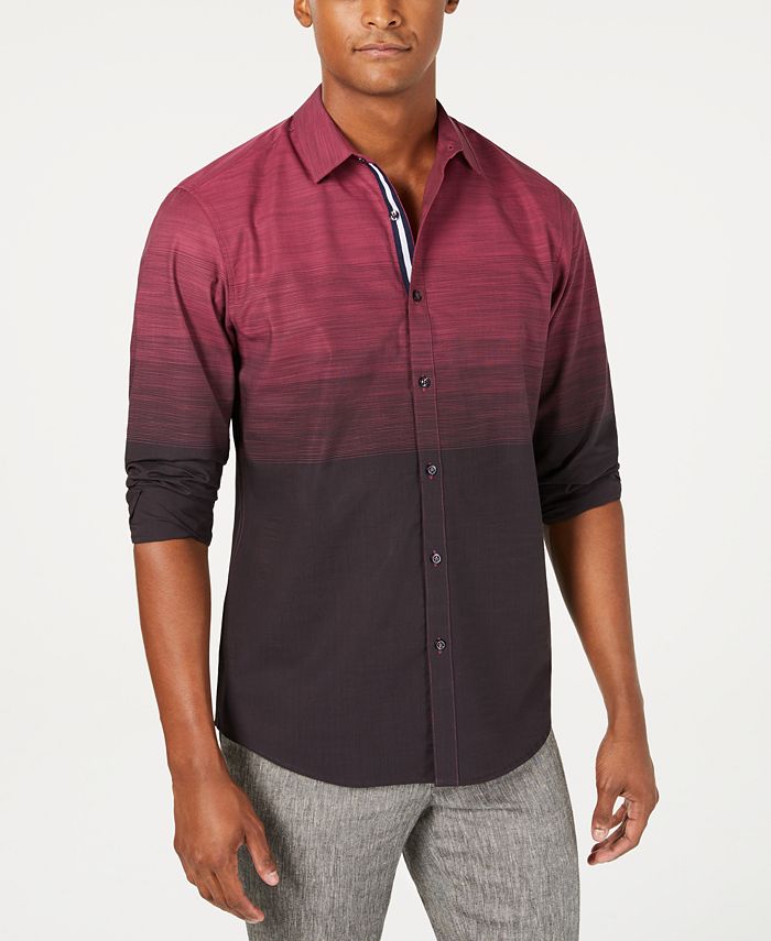 Camisa masculina de algodão Freddie com gola e botões INC, rosa, tamanho médio