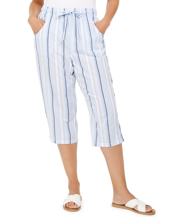 Karen Scott Capri Listrada Azul Tamanho XS