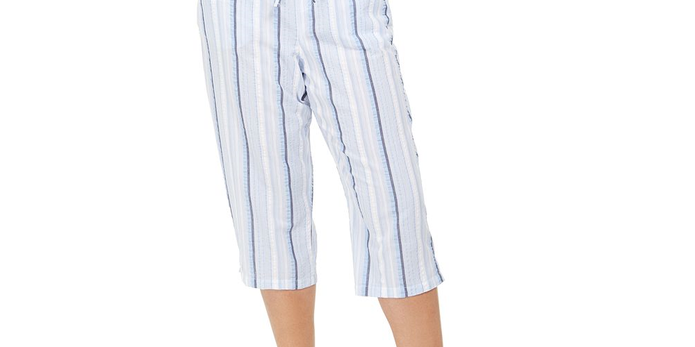 Karen Scott Capri Listrada Azul Tamanho XS