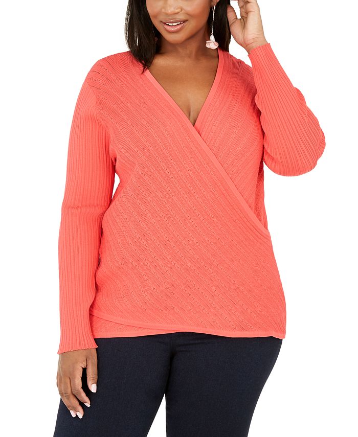 Suéter feminino com sobrepeliz INC International Concepts laranja tamanho 0X