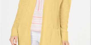 Cardigan longo de algodão feminino Charter Club, amarelo, tamanho médio