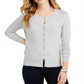 Cardigan feminino de manga comprida com botões frontais Charter Club, cinza, tamanho médio