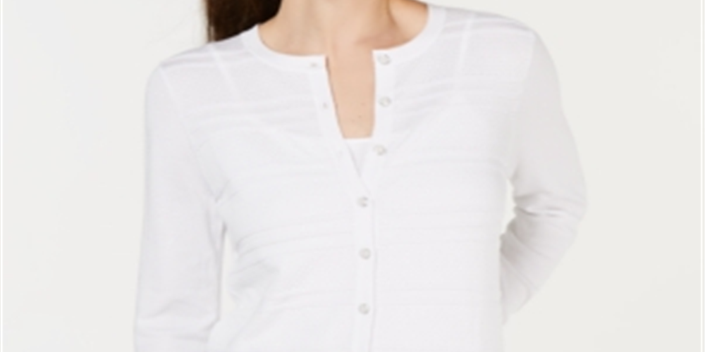 Charter Club Feminino Texturizado Branco Tamanho XX-Grande