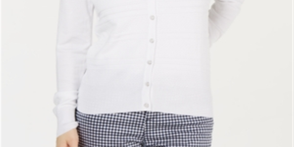 Charter Club Feminino Texturizado Branco Tamanho XX-Grande