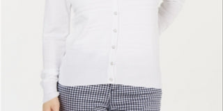 Charter Club Feminino Texturizado Branco Tamanho XX-Grande