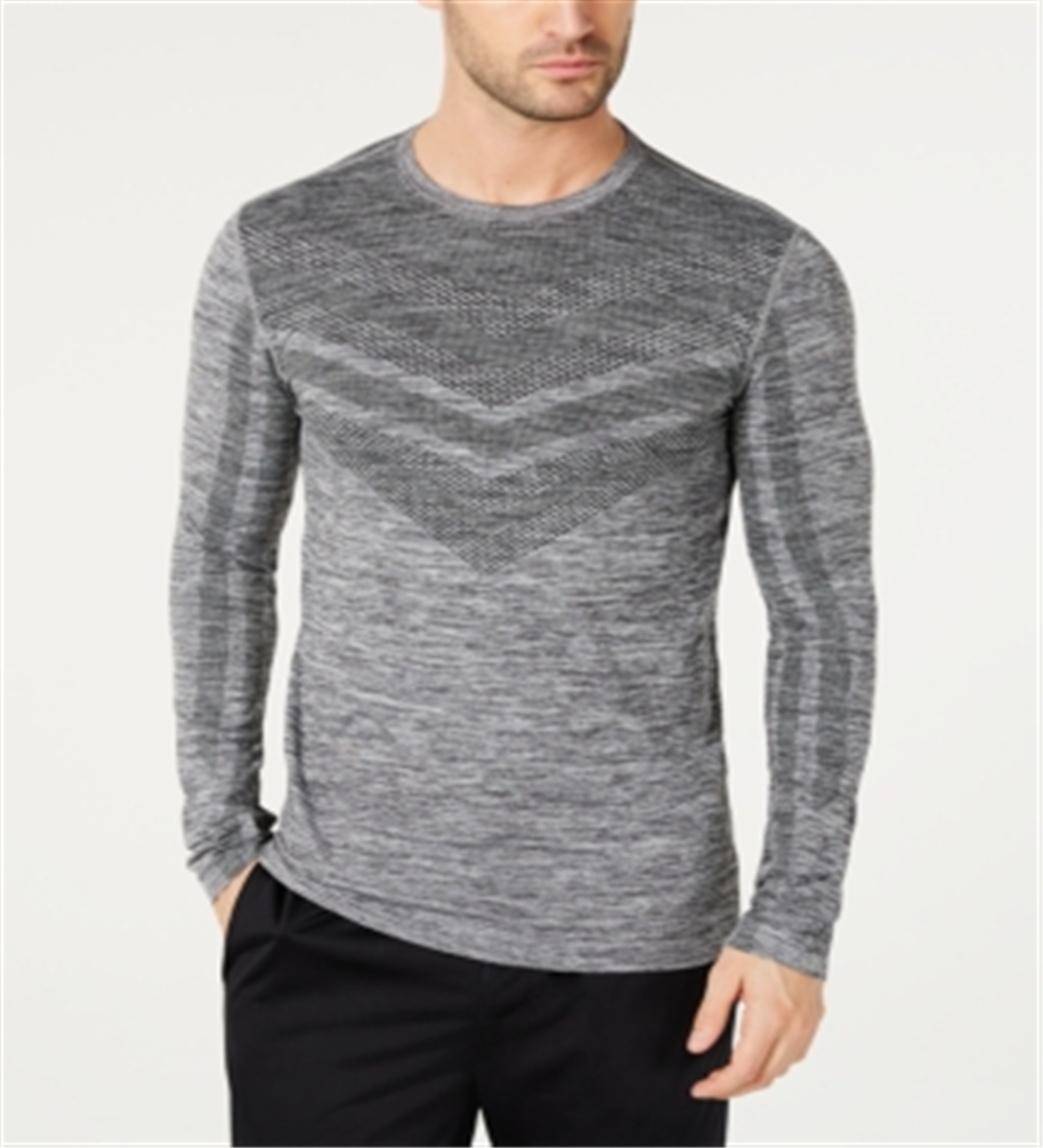 Camiseta masculina de manga comprida sem costura com blocos de cores Ideology, cinza, tamanho X-G