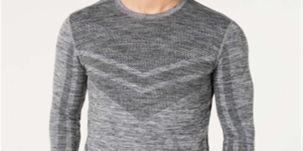 Camiseta masculina de manga comprida sem costura com blocos de cores Ideology, cinza, tamanho X-G