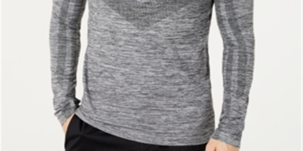 Camiseta masculina de manga comprida sem costura com blocos de cores Ideology, cinza, tamanho X-G