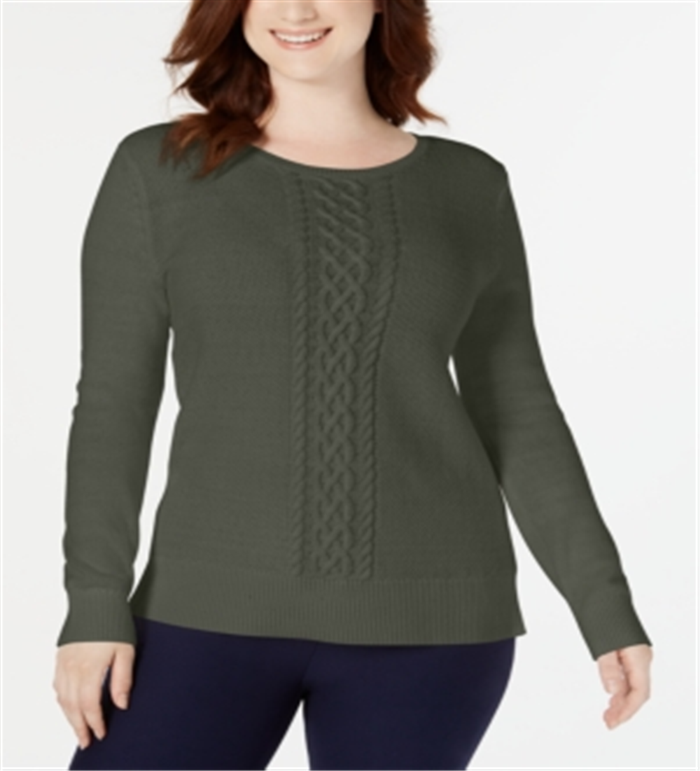 Suéter de tricô feminino Karen Scott, verde, tamanho XXL