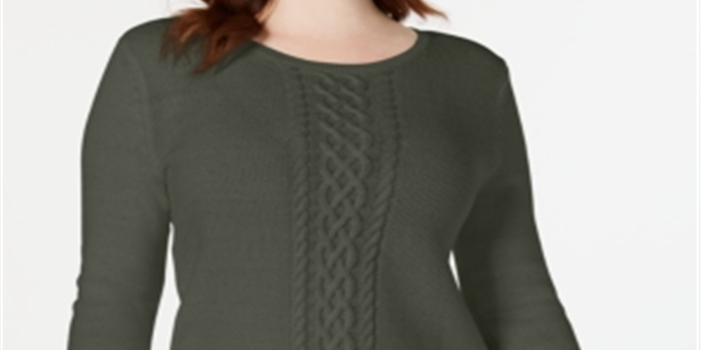 Suéter de tricô feminino Karen Scott, verde, tamanho XXL