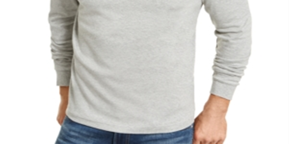 Camisa de gola alta sólida masculina Club Room, cinza, tamanho pequeno