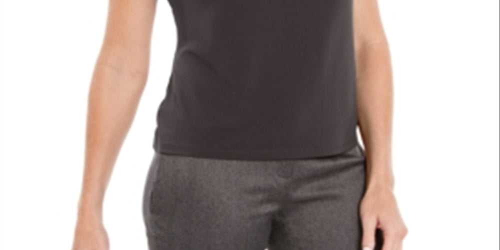 Blusa feminina Kasper com estampa de decote redondo, marrom, tamanho grande