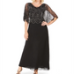Vestido longo de festa longo com decote em V e manga curta preto Jkara para mulheres 6