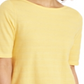 Charter Club Top feminino listrado com textura de algodão e manga cotovelo, amarelo, tamanho extragrande