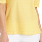 Charter Club Top feminino listrado com textura de algodão e manga cotovelo, amarelo, tamanho extragrande