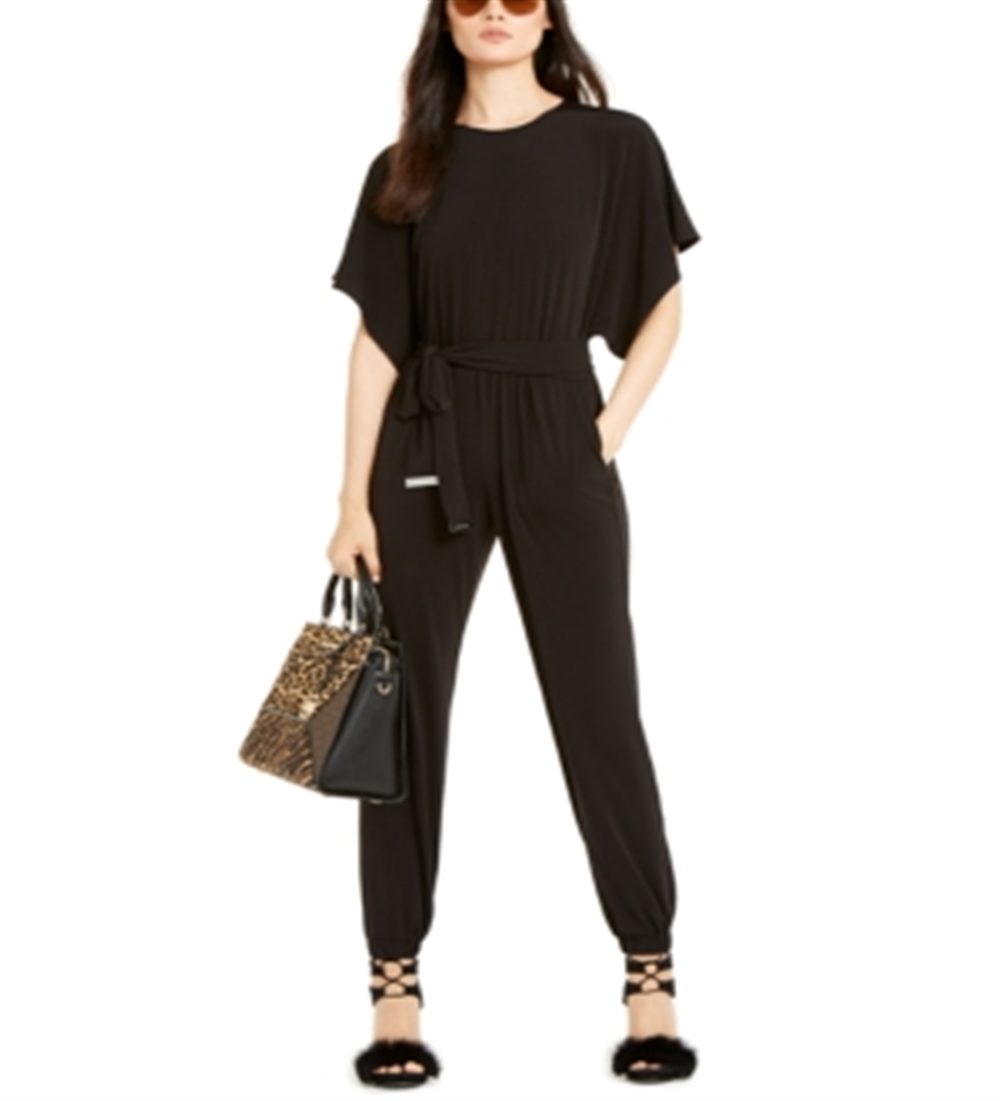 Macacão e macacão Dolman de manga curta liso feminino Michael Kors, preto, tamanho médio