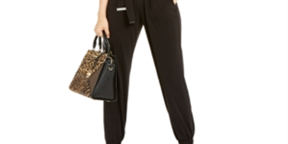 Macacão e macacão Dolman de manga curta liso feminino Michael Kors, preto, tamanho médio