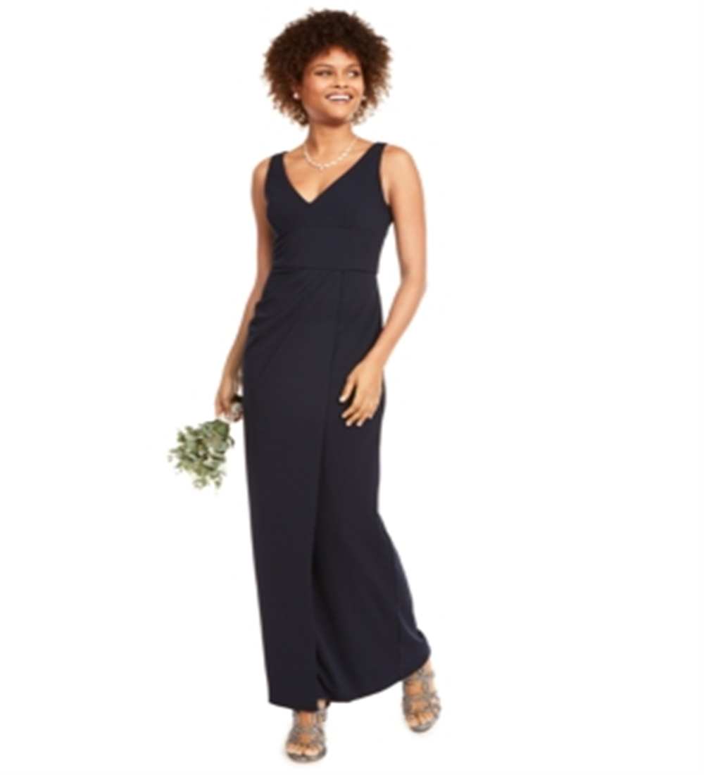 Vestido de crepe de malha feminino Adrianna Papell, azul, tamanho 18