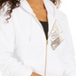 Moletom com capuz Nike Sportswear Shine Metallic Logo Feminino com zíper, branco, tamanho pequeno