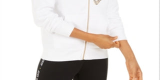 Moletom com capuz Nike Sportswear Shine Metallic Logo Feminino com zíper, branco, tamanho pequeno