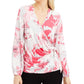 Blusa feminina Alfani com estampa floral e sobrepeliz rosa, tamanho P