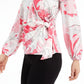Blusa feminina Alfani com estampa floral e sobrepeliz rosa, tamanho P