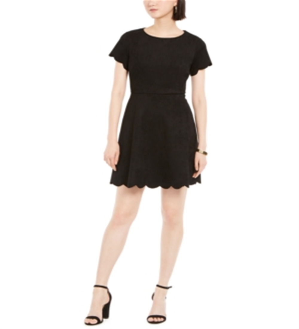 Vestido Pappagallo Feminino de Camurça Sintética com Fendas, Preto, Tamanho 16