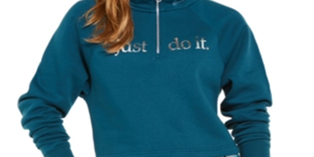 Camiseta Nike Sportswear Shine Metallic Graphic Feminina com Meio Zíper, Verde, Tamanho XS