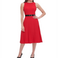 Vestido plissado de malha com cinto feminino Tommy Hilfiger, vermelho, tamanho 10 P