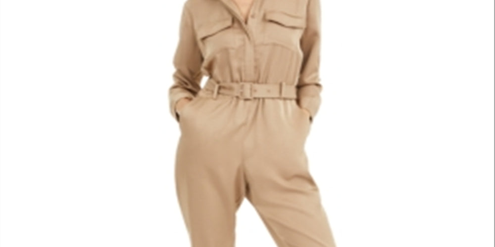 Macacão feminino INC International Concepts com botões frontais, marrom, tamanho 2, pequeno