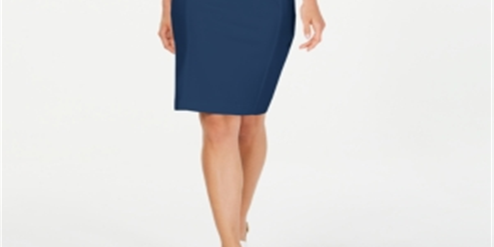 Vestido Calvin Klein Feminino Sem Mangas Abaixo do Joelho Azul Tamanho 8 Petite