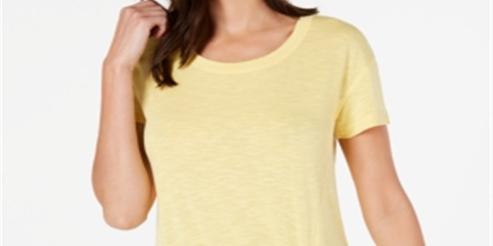 Camiseta feminina Ideology com nó frontal, amarela, tamanho XL