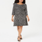 Vestido feminino Karen Scott Sport Nouvelle Floral Swing, preto, tamanho grande