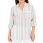Charter Club Top feminino com listras verticais e estampa popover, branco, tamanho pequeno