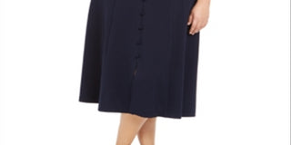 Vestido Calvin Klein Plus Size Feminino Azul com Botões e Acabamento em Renda, Tamanho 16 W