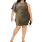 Vestido justo assimétrico metálico Vince Camuto feminino tamanho 22W dourado