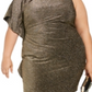 Vestido justo assimétrico metálico Vince Camuto feminino tamanho 22W dourado