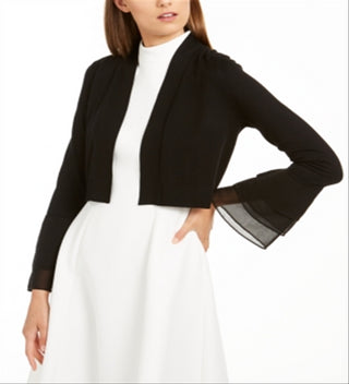 Cardigan feminino Calvin Klein Crop Cardigan suéter preto tamanho grande