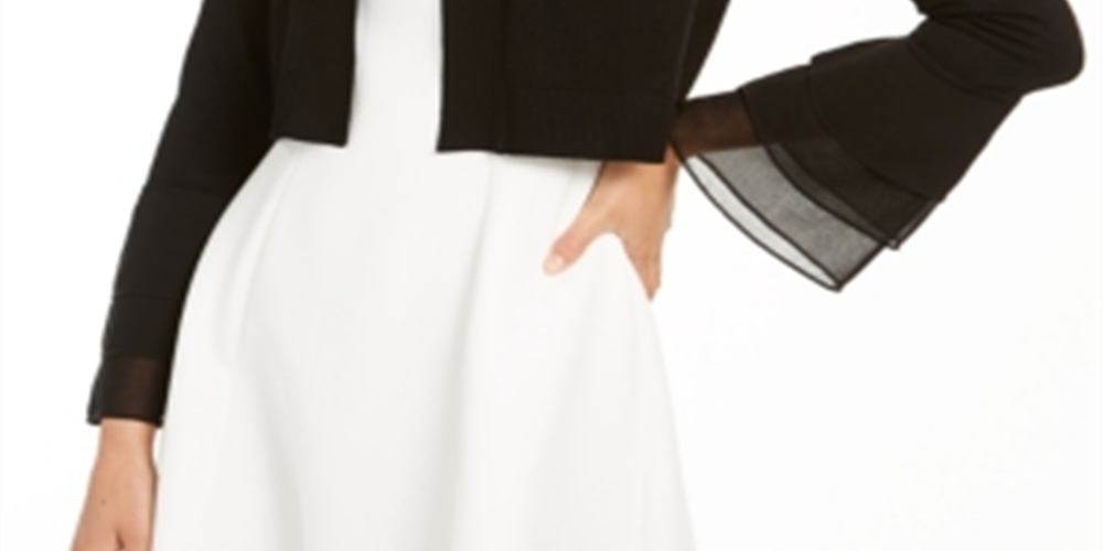 Cardigan feminino Calvin Klein Crop Cardigan suéter preto tamanho grande