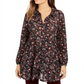 Camisa feminina com estampa floral e camadas Style &amp; Co, preta, tamanho pequeno