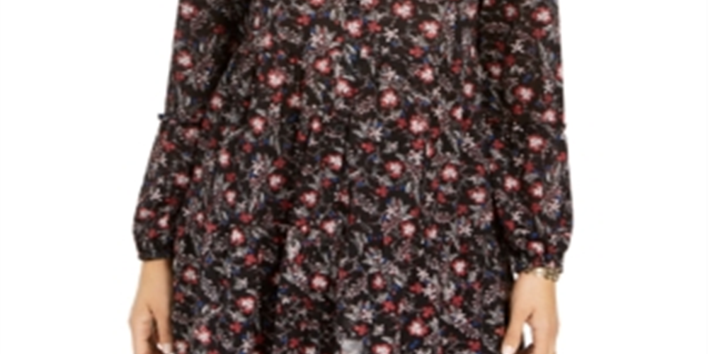 Camisa feminina com estampa floral e camadas Style &amp; Co, preta, tamanho pequeno